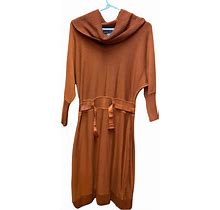 Jessica Howard Orange Petite Small 3/4 Sleeve Belt Sheath Sweater Dress