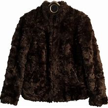 H&M DIVIDED Faux Fur Lined Jacket Coat BROWN Size 4