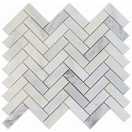 Tile & Top 12" X 12" Marble Herringbone Mosaic Wall & Floor Tile Natural Stone/Marble In Gray/White | 12 H X 12 W X 0.38 D In | Wayfair