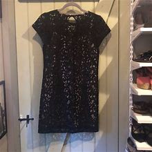 Loft Dresses | Ann Taylor Loft Lace Dress | Color: Black/Cream | Size: 0P