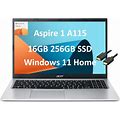 Acer Aspire 1 Home & Student Slim Laptop (15.6" FHD, Intel Celeron N4500, 16GB RAM, 256GB SSD, UHD Graphics) 1-Year Office 365, Ethernet, Wi-Fi,