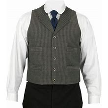 Classic Mens Brown/Tan Cotton Stripe Notch Collar Dress Vest (Big & Tall Size 3X) | 19th Century | Historical | Vintage | Antique