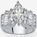 Women's Silver Tone Marquise Cut Engagement Ring Cubic Zirconia By Palmbeach Jewelry In Silver (Size 5)