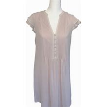 H&M Dresses | H&M Sz 8. Taupe Butterfly Sleeve Pleated Button Dress W/Slip And Tie. Soft. | Color: Cream | Size: 8