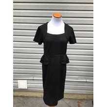 Antthony Design Originals Women Black Peplum Short Sleeve Dress, Size