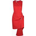 MOSCHINO JEANS - Belted Asymmetric Dress - Women - Polyester/Polyester/Spandex/Elastane/Acetate/Cupro - 44 - Red
