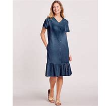 Blair Women's Essential Knit Flounce Hem Dress - Blue - L - Misses