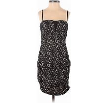 Aidan By Aidan Mattox Cocktail Dress - Mini Square Strapless: Black Jacquard Dresses - Women's Size 0