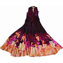 Just Cavalli Dresses | Just Cavalli Silk Viscose Halter Floral Dress Medium Plunging Neckline Backless | Color: Orange/Purple | Size: M