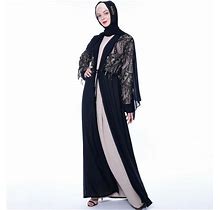 Sequin Abaya Dubai Open Kaftan Cardigan Muslim Women Long Maxi Dress