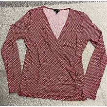 Talbots Womens Size P Petite Small Long Sleeve Faux Wrap V Neck