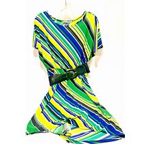 Maurices Colorful Striped Sheath Belted Dress Size Medium