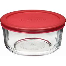 Anchor Hocking Classic Glass Food Storage Container With Lid, Red, 4 Cup