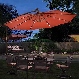 Clihome 10-Ft 180G Water-Proof Polyester Solar Powered Crank Cantilever Patio Umbrella | CWCH-OP3154BUG