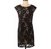 Ann Taylor LOFT Casual Dress - Sheath: Black Print Dresses - Women's Size 0