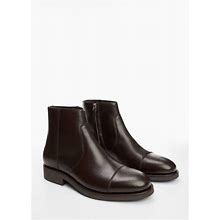 MANGO MAN - Leather Chelsea Ankle Boots Brown - 8 - Men
