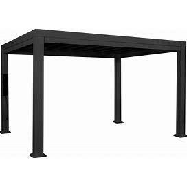Backyard Discovery Trenton 14X10 All Season Galvanized Steel Pergola, Black, Sail Shade Soft Canopy, Rust Resistant, Support Wind And Snow, Patio,
