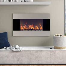 Orren Ellis Carreon Stainless Steel Wall Mounted Electric Fireplace In Gray | 22 H X 36 W X 3.75 D In | Wayfair 6C45a6bb8210f0801a0764e419458b8a