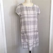 Eileen Fisher Dresses | Eileen Fisher Linen Shift Dress | Color: Gray/White | Size: S