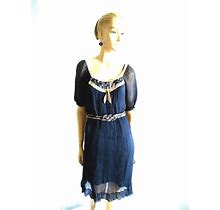 Rebecca Taylor Silk Embellished Lace Neck Belted Dress Size 4