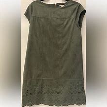 Xhilaration Dresses | Olive Green Suede Shift Eyelet Dress Size M. Xhilaration. Fall Casual Work Lined | Color: Green | Size: M