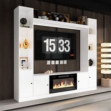 Moonquake Entertainment Center For Tvs Up To 60" Wood In White | Wayfair 77F260037388a16fbb37a3e076f26145