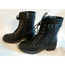 Sonoma Life Style Womens Black Laced Boots Shoes Side Zipper Size 6m -