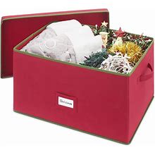 Whitmor Christmas Storage Box - Red W/Green Trim