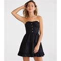 Aeropostale Womens' Solid Strapless Eyelet Fit & Flare Dress - Black - Size XL - Cotton - Teen Fashion & Clothing - Shop Spring Styles