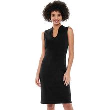 Women's Nina Leonard U-Neck Midi Sheath Dress, Size: Medium, Black