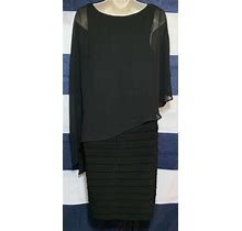 Adrianna Papell Womens Size 8 Sleeveless Black Tiered Dress Draped