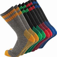 Cerebro Merino Wool Socks For Men, Cushioned Mid-Calf Socks Moisture Wicking Men's Hiking Socks For Home, Trekking, Outdoors