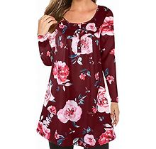 Dress For Women Fashion Crew Neck Long Sleeve Flower Prints,Womens Clothing Clearance,Dollar Deals,Delivery Today Items Prime,Delivery Today Items Pr