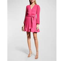 Milly Liv Pleated Belted Long Sleeve Dress In Milly Mink Size 0 $395.00 Barbie