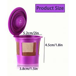 4Pcs/Set Reusable Cups For Keurig Coffee Makers, BPA Free Universal Fit Purple Refillable Cups Coffee Filters For 1.0 And 2.0 For Keurig Brewers