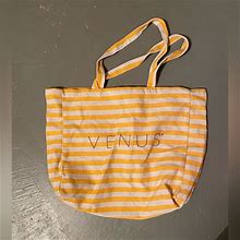 Venus Bags | Venus Yellow And White / Beige Stripes Handbag Tote Bag Beach Pool Cloth | Color: White/Yellow | Size: Os