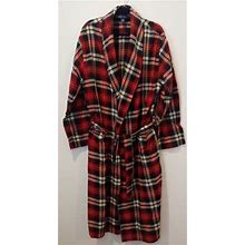 Polo Ralph Lauren Men's Red And Black Plaid Flannel Small Robe W/