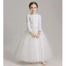 Irregular Princess Dress Girls Ball Gown Formal Prom Party Pageant Dress White