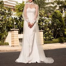 Shawls Women's Wrap Bridal's Wraps Elegant Bridal Long Sleeve Tulle Wedding Wraps With Lace For Wedding Spring & Summer