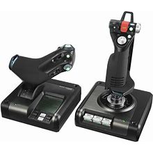 Logitech G Saitek X52 Pro Flight Control System, Controller And Joystick Simulator, LCD Display, Illuminated Buttons, 2Xusb, PC - Black/Silver