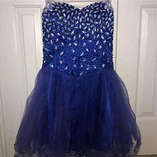 Unbranded Dresses | Blue Short Homecoming/Prom Dress Size 6 Strapless | Color: Blue/Silver | Size: 6