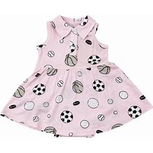 Angel Dear | Sports Ball Tennis Print Tank Top Bodysuit Dress, (Pink, Size 12-18M) | Maisonette