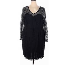 Bold Elements Casual Dress V-Neck 3/4 Sleeve: Black Dresses - Women's Size 3X