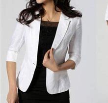 Cocloth Fashion Women Spring 3/4 Sleeve Button Short OL Office Suit Coat Jacket Outwear Tops S-Xxl