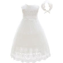 Meiqiduo Baby Girls Lace Party Dresses Infant Princess Wedding Gowns Birthday Formal Dress For Toddler