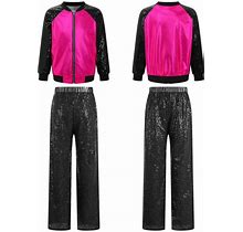 Kids Girls Tracksuits Competition Outfit Dance Dancewear High Waist
