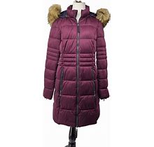 Nuage Stretch Artic Warmth Puffer Coat W/ Removable Hood & Faux Fur Purple Women