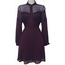 Xhilaration Purple Floral Lace Long Sleeve A-Line Pretty Things Dress