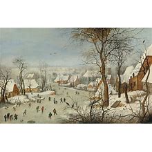 Pieter Breughel The Younger Winter Landscape With Bird Trap 1630 Canvas Wall Art,Brueghel Painting,Brueghel Print,Art Reproduction