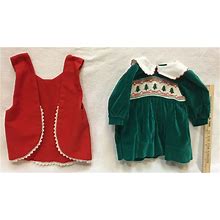 Baby Doll Clothes Girls Size 3m Velveteen Christmas Dress Red Vest 4